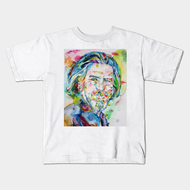 ALAN WATTS watercolor portrait.5 Kids T-Shirt by lautir